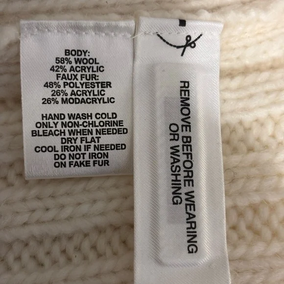 LOFT Cream Faux Fur Cardigan Sweater